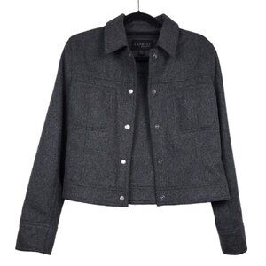 Express Womens Dark Grey Wool Snap Button Jacket Size 7/8